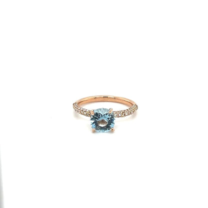 Aqua and Diamond Ring on 14k Rose Gold at Regard Jewelry in