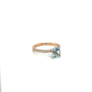 Aqua and Diamond Ring on 14k Rose Gold at Regard Jewelry in