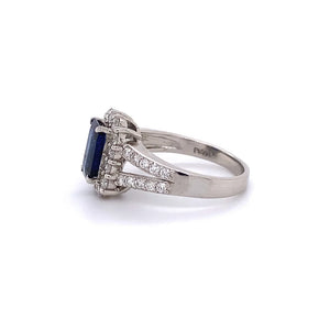 Platinum 1.47tcw Emerald Cut Sapphire & .72tcw Diamond Ring Regard Jewelry Austin Texas
