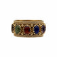 14K YG Etruscan Gemstone & Granulation Eternity 12.5mm Band Ring 10.0g, s10.25 Amethyst, Lapis, Citrine, Jade, Garnet, Coral Regard Jewelry Austin Texas