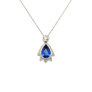18K WG 2ct Pear Tanzanite, .35ct OEC & .17tcw Diamond Necklace 16" Regard Jewelry Austin Texas