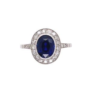 Platinum Art Deco 2.51ct Oval Sapphire GIA NO Heat, Ceylon Diamond Ring Regard Jewelry Austin Texas