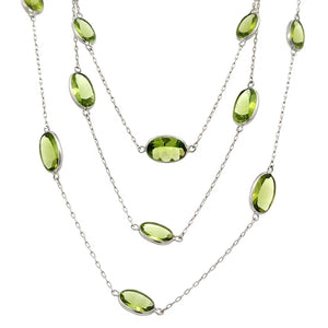 40" Platinum Oval Peridot Set In Hand Link Chain Necklace Regard Jewelry Austin Texas