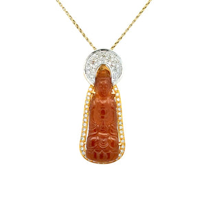14K & 18K YG Rust Carved Jade Buddha & .50tcw Diamond Pendant Necklace 13.9g Regard Jewelry Austin Texas
