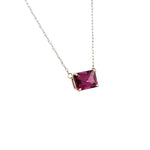 Load image into Gallery viewer, Beautiful Pink Garnet Set in Simple 14k White Gold Pendant
