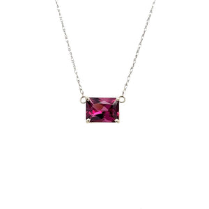 Beautiful Pink Garnet Set in Simple 14k White Gold Pendant