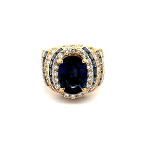 18K Yellow Gold Oval Sapphire & Diamond Ring