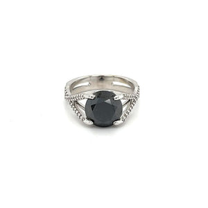 Black Diamond Ring with Diamonds on the Band at Regard