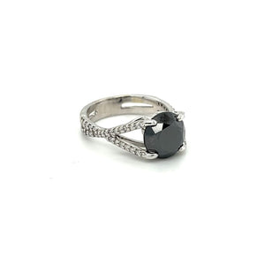 Black Diamond Ring with Diamonds on the Band at Regard
