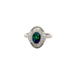 Load image into Gallery viewer, Black Opal With A Halo Of Diamonds - Ring
