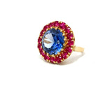 Load image into Gallery viewer, Blue And Red Gemstones On A Gold Ring - Gemstone Rings
