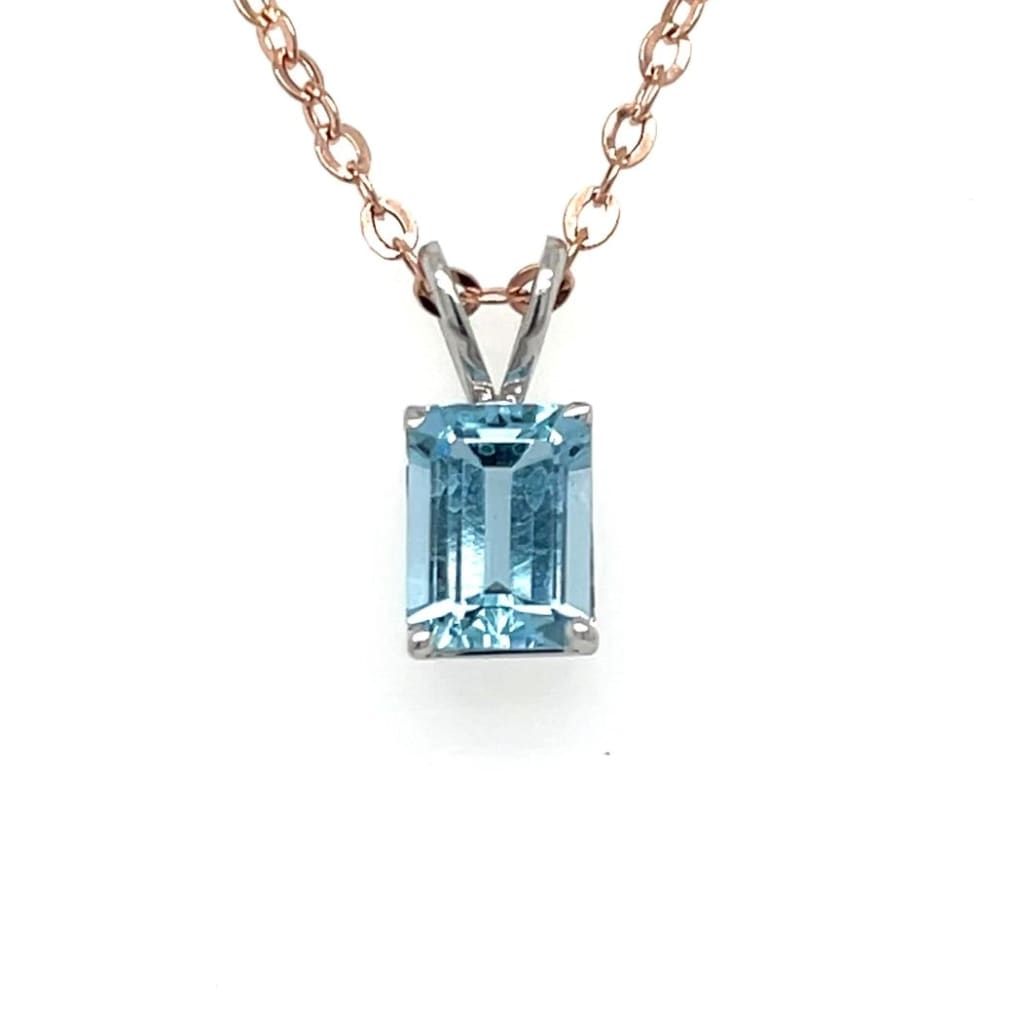 Blue Topaz Pendant set in 14k White Gold at Regard Jewelry
