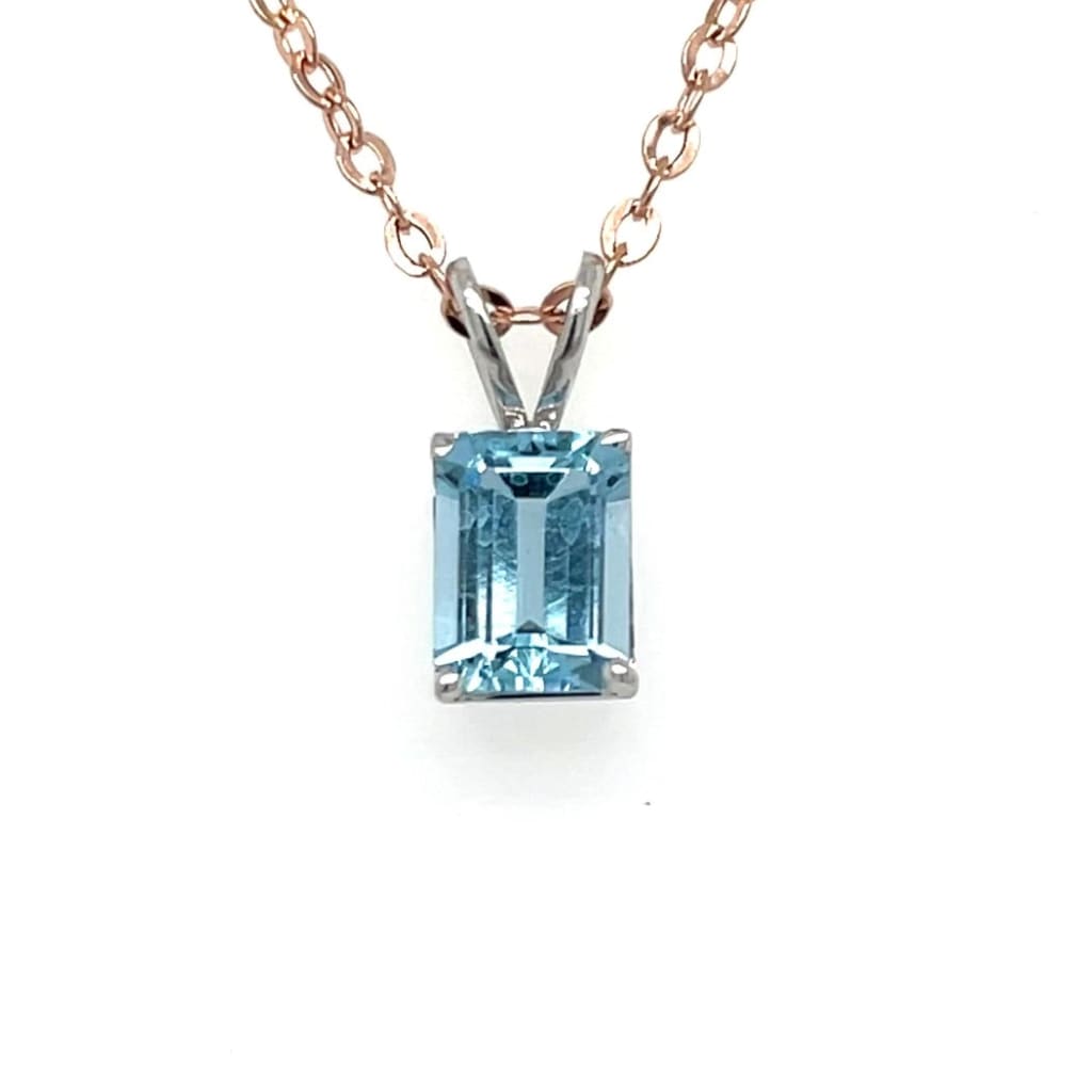 Blue Topaz Pendant set in 14k White Gold at Regard Jewelry