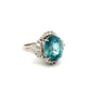 Platinum 12.36ct Oval Blue Zircon & .95tcw Baguette & RBC Diamond Ring 13.3g Regard Jewelry Austin Texas