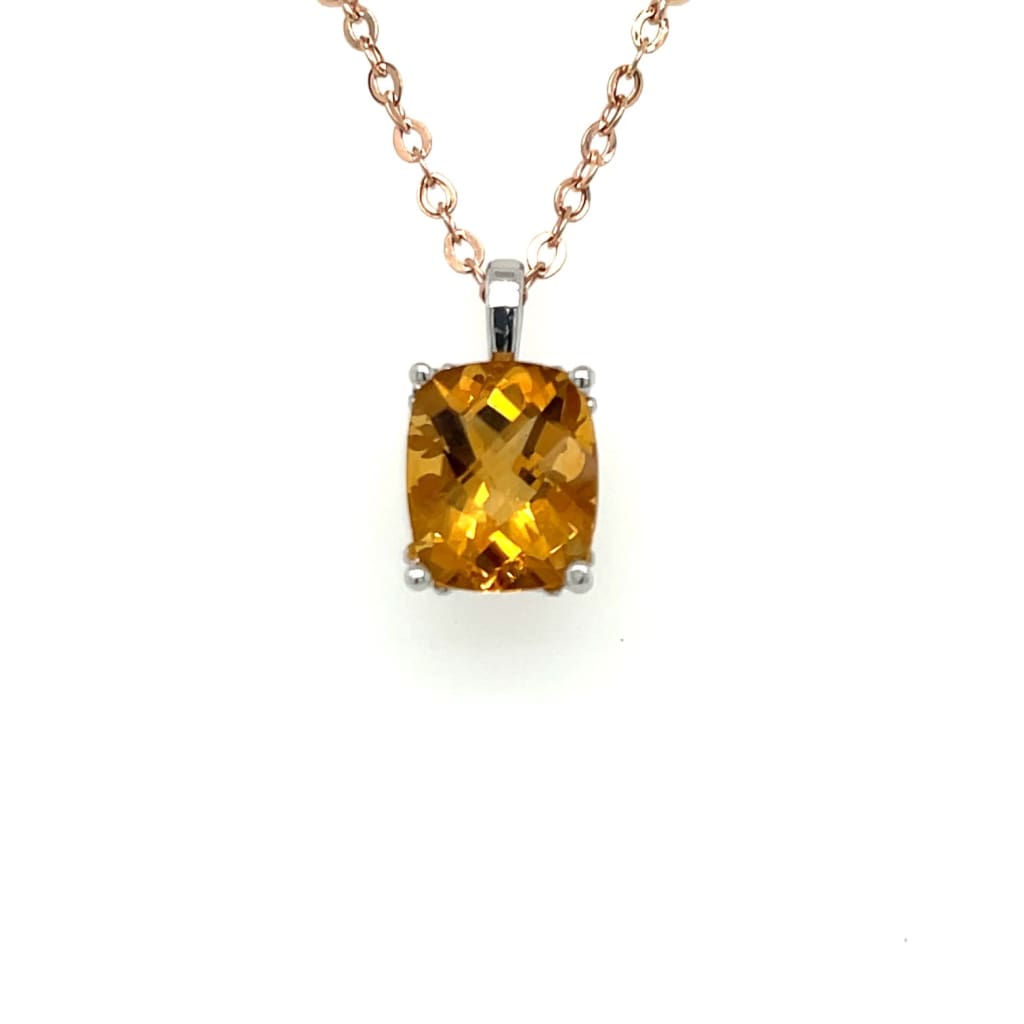 Citrine Pendant set in 14K White Gold at Regard Jewelry in