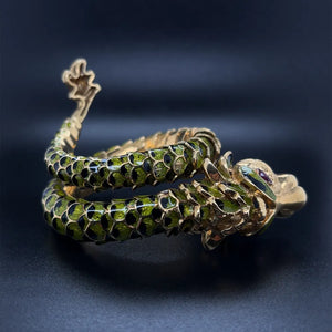 18K YG Articulating Dragon Serpent Wrap Cuff Bracelet With Rubies Regard Jewelry Austin Texas