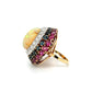 18K Yellow Gold Vintage Opal, Diamond, Ruby & Sapphire Ring