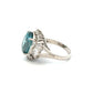 Platinum 12.36ct Oval Blue Zircon & .95tcw Baguette & RBC Diamond Ring 13.3g Regard Jewelry Austin Texas