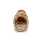 14K YG 1960's Fluted Oval Coral & .40tcw Diamond Nugget Style Ring 26.2g Regard Jewelry Austin Texas