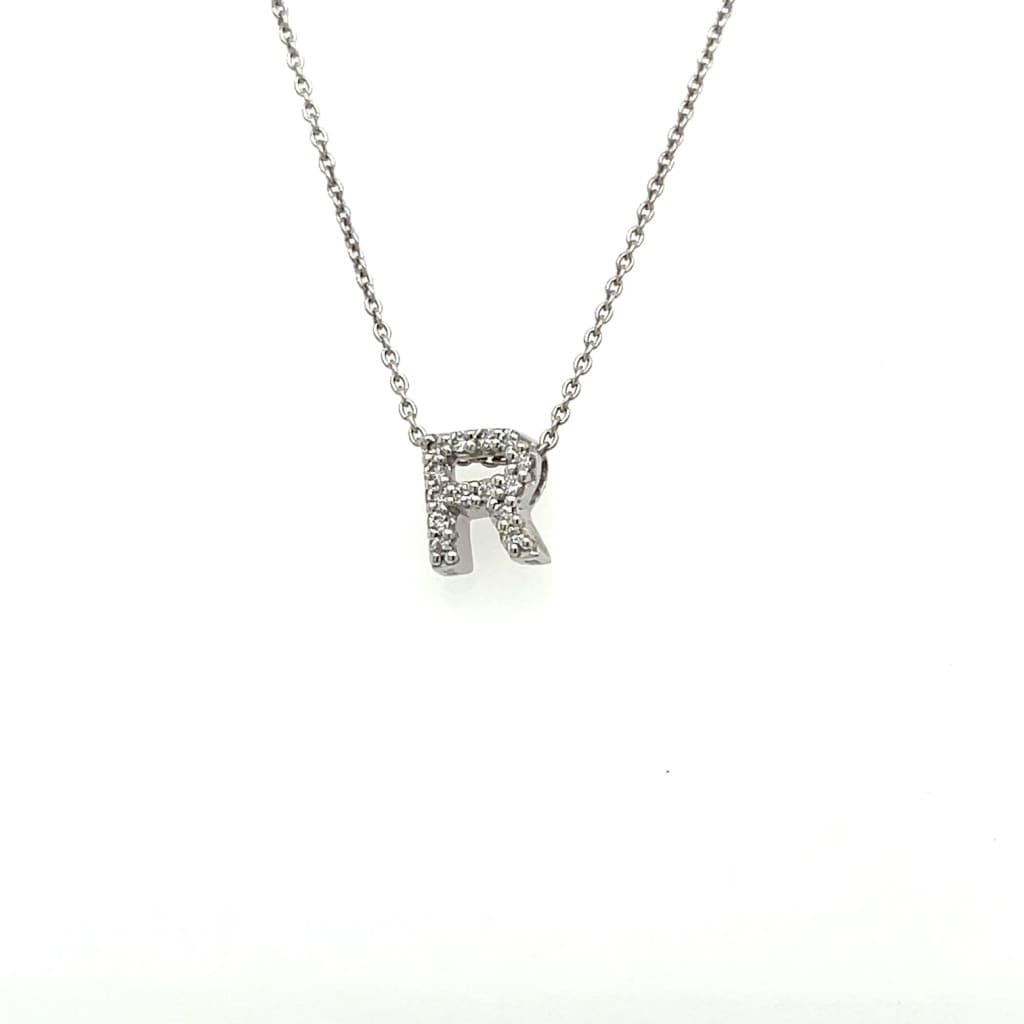Diamond Letter R Necklace at Regard Jewelry in Austin Texas