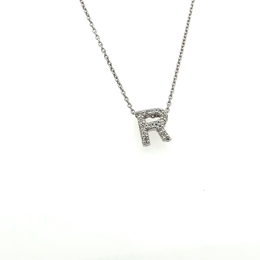 Diamond Letter R Necklace at Regard Jewelry in Austin Texas