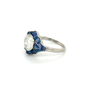 Platinum 2.61ct Transitional Diamond & 8.12tcw Buff Top Sapphire Filigree Ring Regard Jewelry Austin Texas