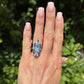 Platinum 8.89ct Emerald Cut Aquamarine, 1.50tcw Sapphire & .59tcw OEC Diamond Ring