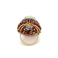 18K Yellow Gold Vintage Opal, Diamond, Ruby & Sapphire Ring