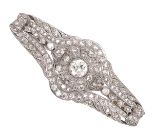 Platinum Art Deco European Cut Diamond Filigree & Milgrain Brooch Pin | Regard Jewelry Austin Texas
