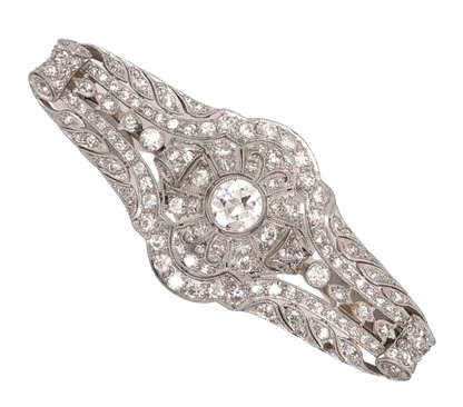 Platinum Art Deco European Cut Diamond Filigree & Milgrain Brooch Pin | Regard Jewelry Austin Texas