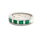 Load image into Gallery viewer, Emerald and Diamond band in 18k White Gold at Regard Jewelry
