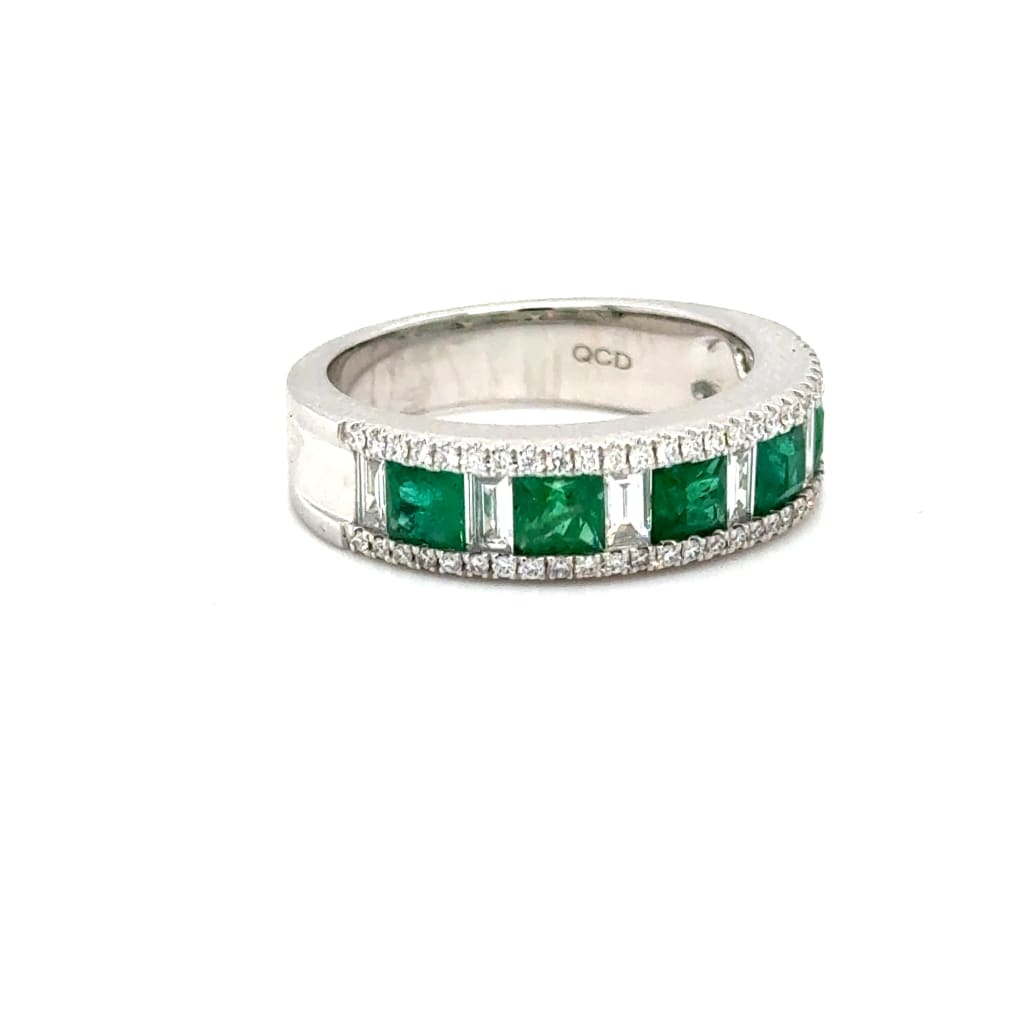 Emerald and Diamond band in 18k White Gold at Regard Jewelry