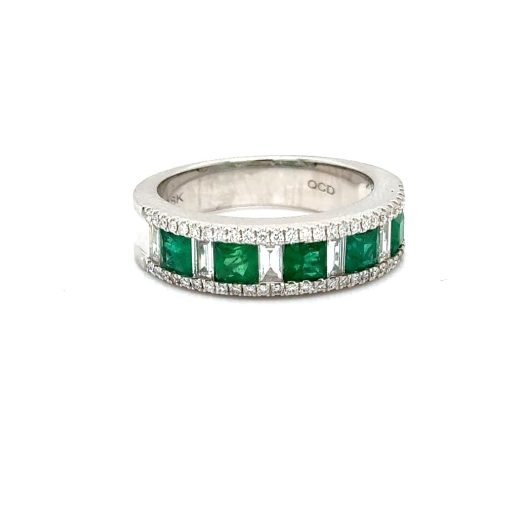 Emerald and Diamond band in 18k White Gold at Regard Jewelry