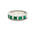 Load image into Gallery viewer, Emerald and Diamond band in 18k White Gold at Regard Jewelry
