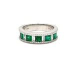 Load image into Gallery viewer, Emerald and Diamond band in 18k White Gold at Regard Jewelry
