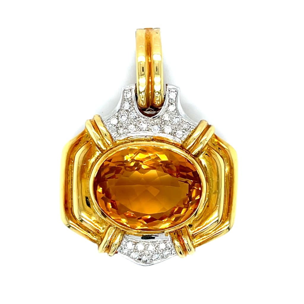 Citrine and Diamond Pendant 18k Gold at Regard Jewelry in