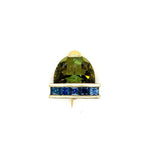 Green Tourmaline and Blue Sapphire Pin at Regard Jewelry in