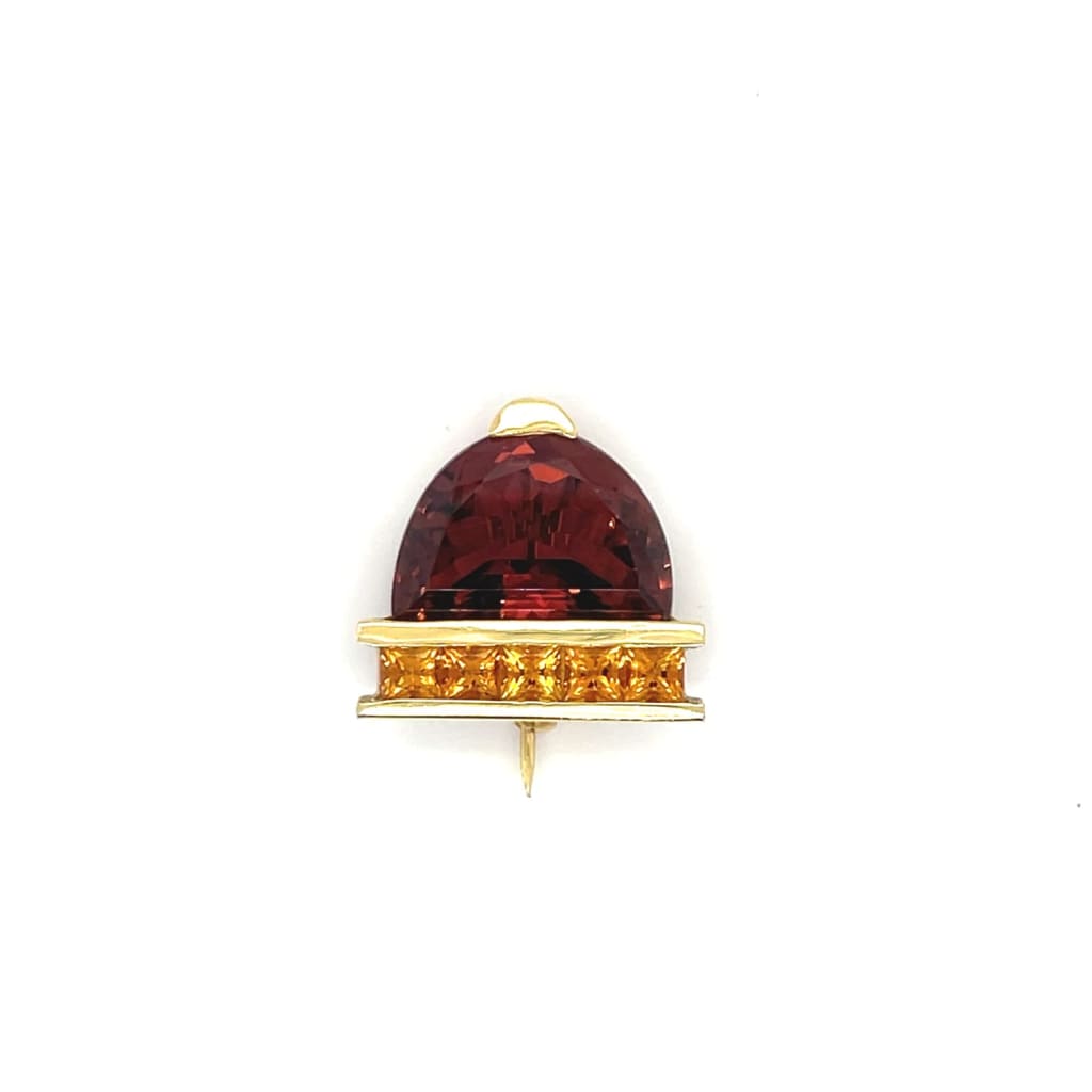 Pink Tourmaline and Orange Sapphire Pin at Regard Jewelry in