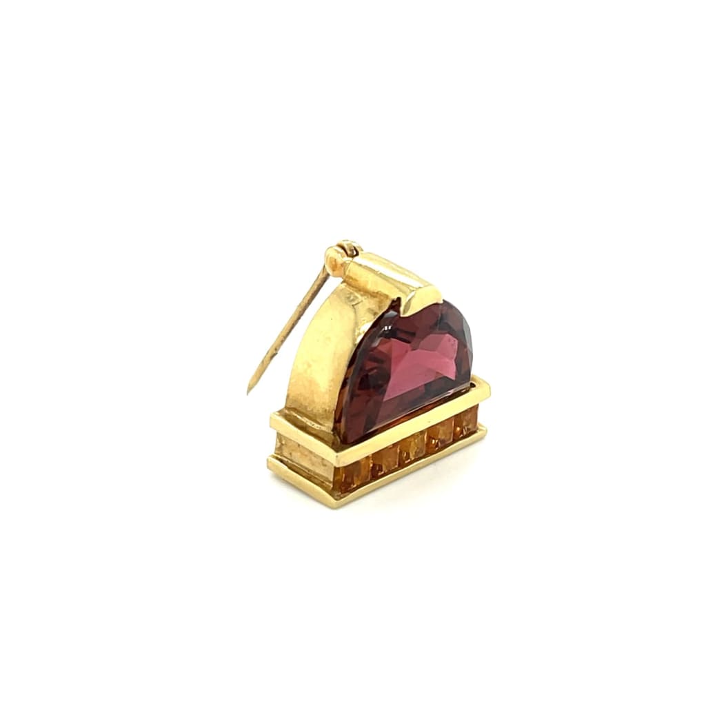 Pink Tourmaline and Orange Sapphire Pin at Regard Jewelry in