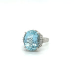 Load image into Gallery viewer, Estate Platinum Oval Aquamarine and Diamond Ring at Regard
