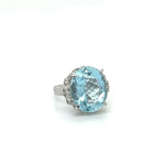 Load image into Gallery viewer, Estate Platinum Oval Aquamarine and Diamond Ring at Regard
