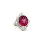 Estate Platinum Oval Rubellite Tourmaline and Diamond Ring