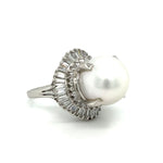 Load image into Gallery viewer, Estate Platinum South Sea Pearl and Diamond Ballerina Ring
