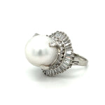 Load image into Gallery viewer, Estate Platinum South Sea Pearl and Diamond Ballerina Ring
