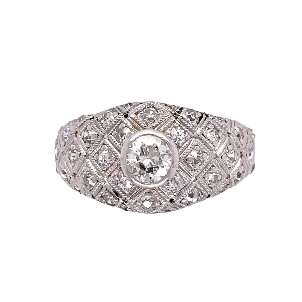 Platinum Art Deco Dome .40ct OEC & .75tcw Diamonds Regard Jewelry Austin Texas