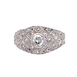 Platinum Art Deco Dome .40ct OEC & .75tcw Diamonds Regard Jewelry Austin Texas