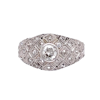Platinum Art Deco Dome .40ct OEC & .75tcw Diamonds Regard Jewelry Austin Texas