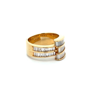 18K YG 2.73tcw Baguette Diamond Bias Ring 17.5g Regard Jewelry Austin Texas
