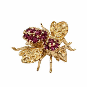 14K YG Pave 1.00tcw Ruby Bee Brooch Pendant 3.5g Regard Jewelry Austin Texas