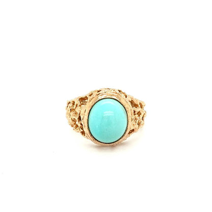 Gold Ring With Turquoise Stone - Estate Ring